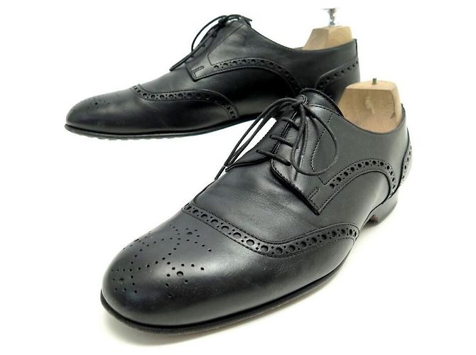 Hermès SCARPE HERMES DERBY BOUTS FLEURIS 42 Scarpe in pelle nera Nero