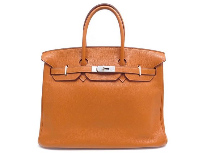 Hermès Hermes Birkin Handtasche 35 Orangefarbenes Togo-Leder 2007 PALLADIES GELDBEUTEL-ATTRIBUTE  ref.321316