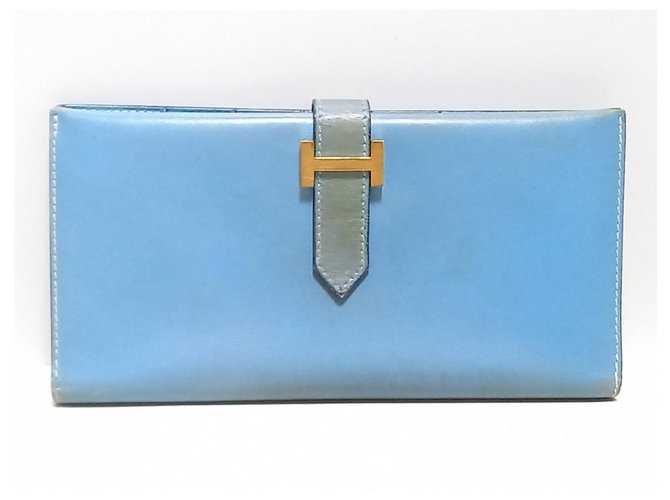 Hermès Hermes Bearn Bifold Wallet Blue Leather  ref.321415