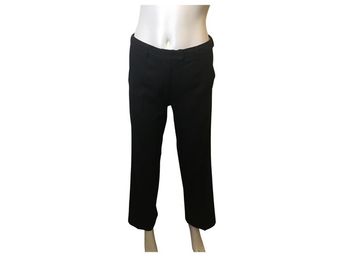 Armani Jeans straight legged trousers Black Cotton Polyester  ref.321490