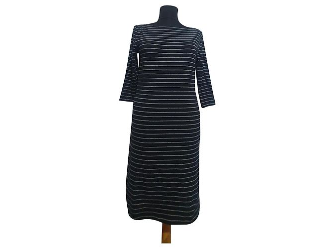 Filippa K Gestreiftes Kleid in Schwarz Baumwolle