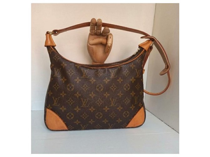Louis Vuitton Boulogne bag Brown Beige Leather Cloth ref.321913