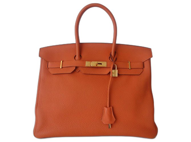 Hermès HERMES BIRKIN BAG 35 orange Leather  ref.322014