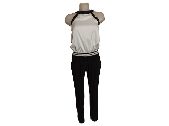 Pinko two-tone sleeveless jumpsuit black eggshell