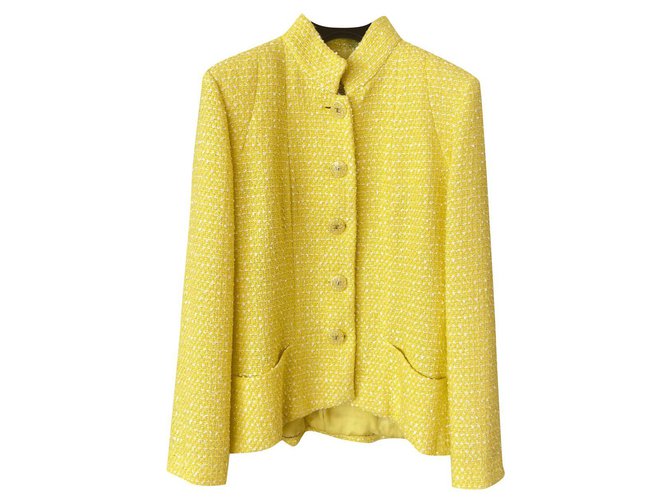 CHANEL 19S Yellow Tweed Bomber Jacket 38 FR - Timeless Luxuries