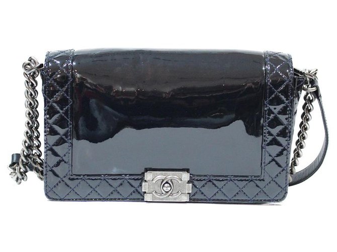 Chanel boy bag Blue Patent leather  ref.322508