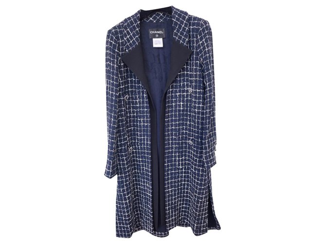Chanel 7,8K NOVO casaco de tweed Azul marinho  ref.322509