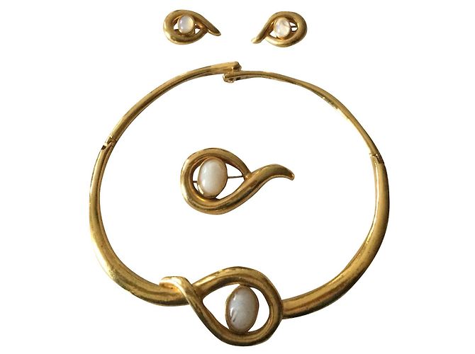 Parure Torrente Dorée avec Collier Boucles d'oreilles et Broches