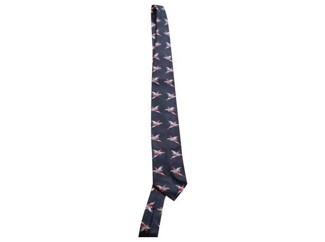 Ralph Lauren Black Label cravate RL motif envolée de canards Soie Noir  ref.322608