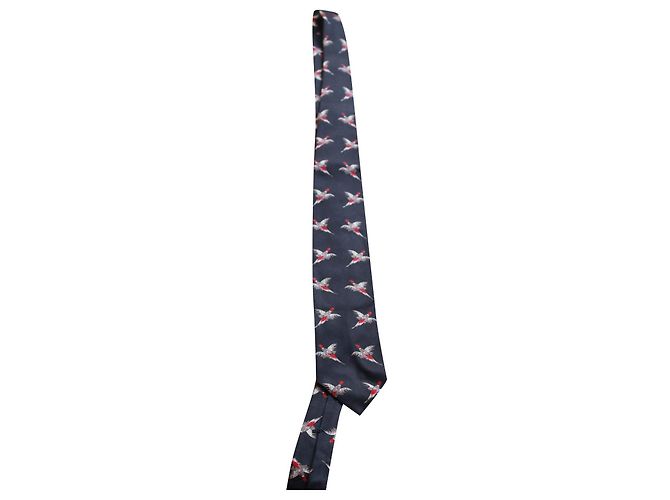 Ralph Lauren Black Label Silk Tie Black Flying Ducks