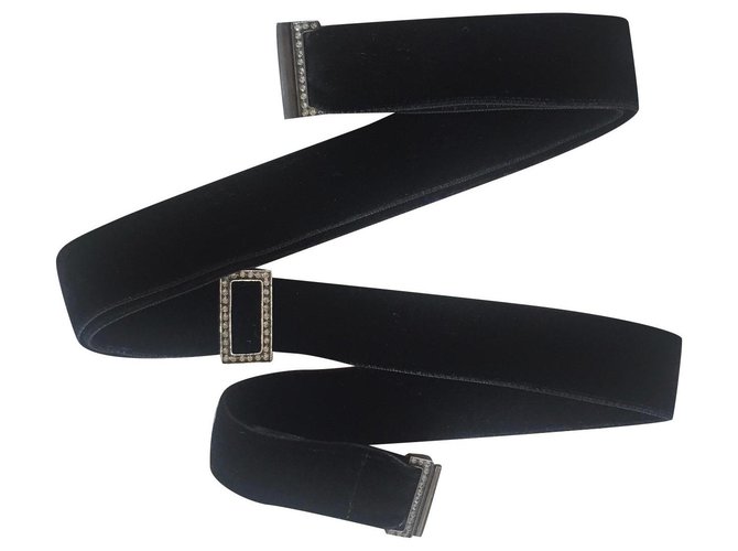 Lanvin thin black velvet belt - adjustable  ref.322613