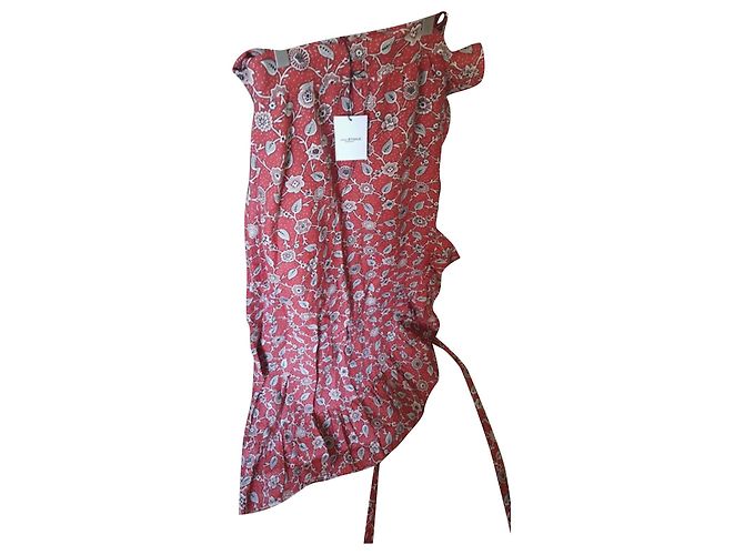 Falda larga roja de algodón con volantes Isabel Marant Etoile