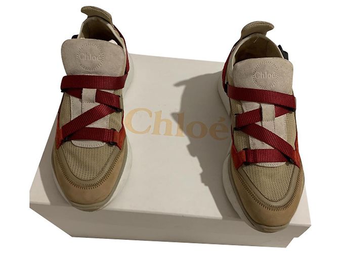 Sneakers Chloé Sonny beige in camoscio e tessuto tecnico