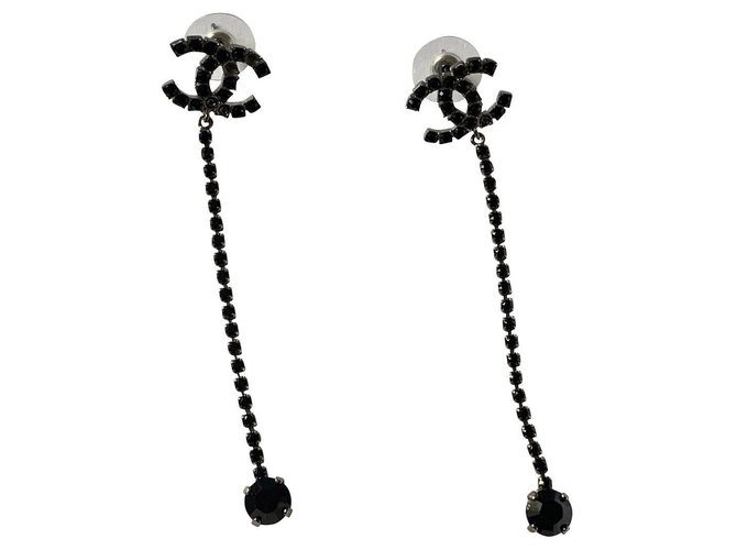 Chanel Earrings Black Metal  ref.322680