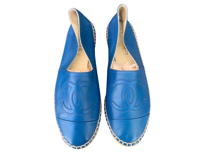 Cambon Chanel espadrilles Blue Leather  ref.322703