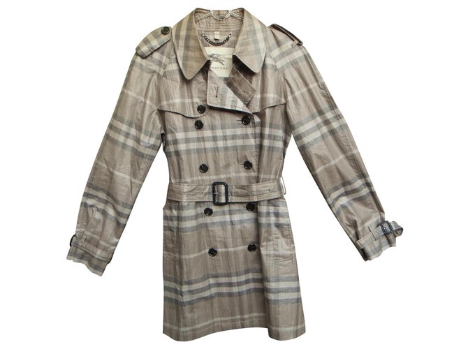 Burberry Trenchcoat aus leichter Baumwolle & Seide Größe 40 Grau Polyester  ref.322711