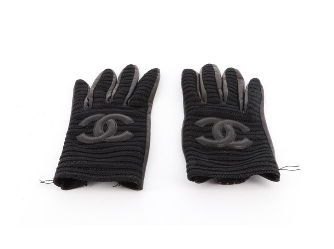 Chanel Gloves Black Cotton  ref.322733
