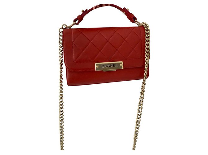 Chanel Red Leather  ref.322740