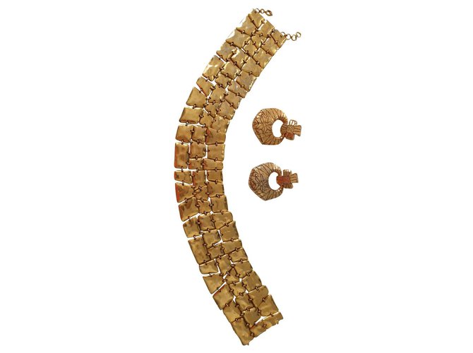 Sublime Christian Lacroix belt and earrings set Golden Metal  ref.322742