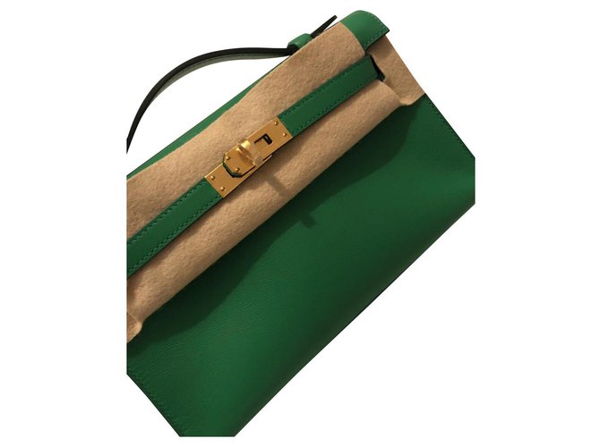 Kelly Hermès Borse Verde Pelle  ref.322747