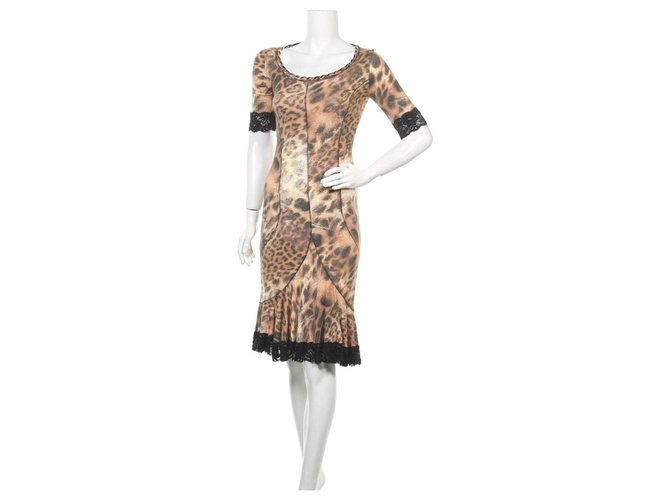ROCCOBAROCCO Kleider Mehrfarben Leopardenprint Viskose Elasthan  ref.322975