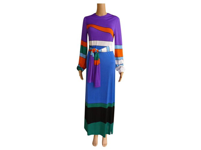 1960's Louis Feraud Maxi-Dress and Tunic Ensemble in Navy and