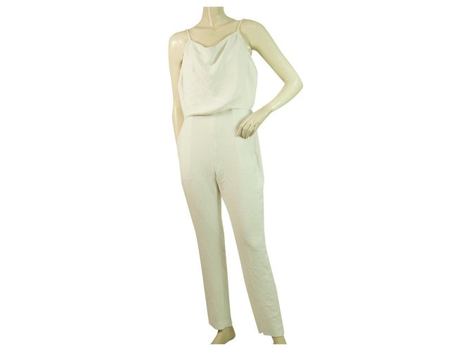 IRO Hatford Ivory White Silky Open Back Overall Jumpsuit Pants size 38 Polyester  ref.323047