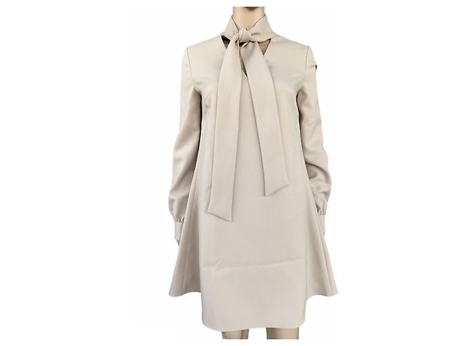 Autre Marque Super Blond A-Linien Mini Kleid Beige Größe 38