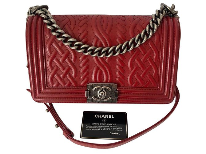 Boy Chanel Red Leather  ref.323109