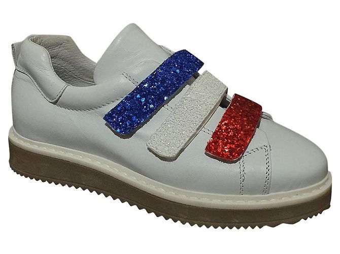 Jonak Leder Sneaker Weiß Blau Rot Brokat