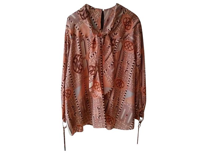 Hermès HERMES SILK BLOUSE AUNAGE MOSAÏQUE À MANCHE PARACHUTE Multicor