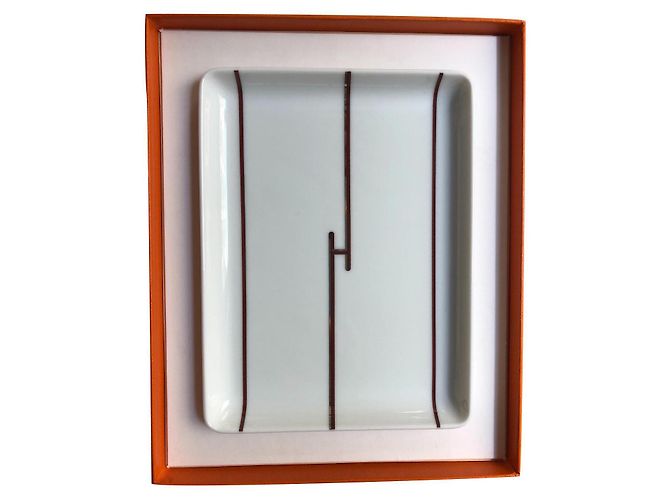 Hermès Rythme porcelain trinket tray white 