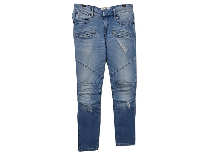 Balmain pantalones de mezclilla azul Algodón Elastano  ref.323145