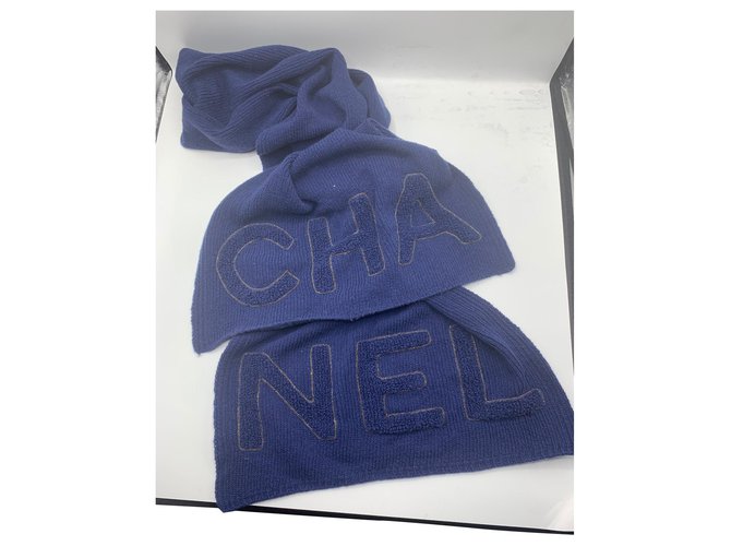 Chanel Echarpes Laine Bleu Marine  ref.323169