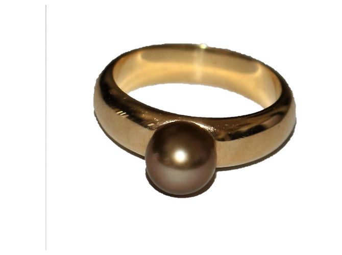 Autre Marque Feiner Meerwasserperlenring aus 18K Gelbgold Golden
