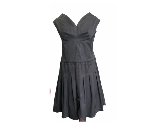 Chanel Kleid Schwarz Baumwolle  ref.323209
