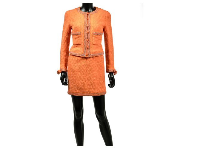 Chanel Mitico abito primaverile in tweed 1994 Arancione  ref.323217