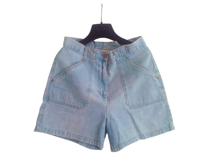 High-waisted Vintage Bill Blass retro shorts in light blue denim. In perfect condition. Cotton  ref.323234