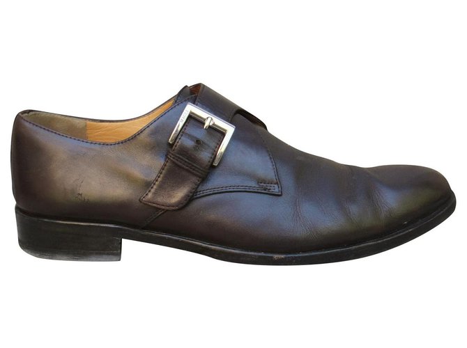 Sapatos de fivela Bruno Magli p 43 Castanho escuro Couro  ref.323240