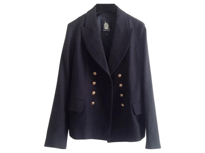 Marina Yachting navy blue blazer with gold nautical buttons. in excellent condition. Gold hardware Wool  ref.323256