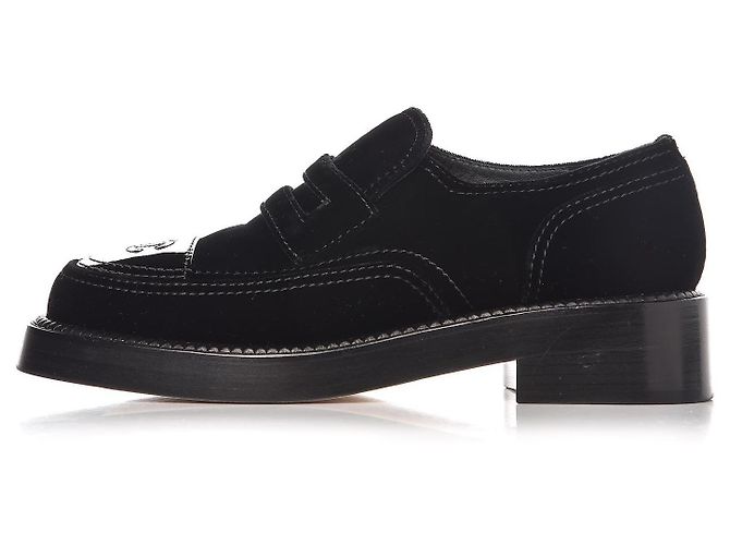 Mocassini CHANEL in velluto verniciato mocassino Nero