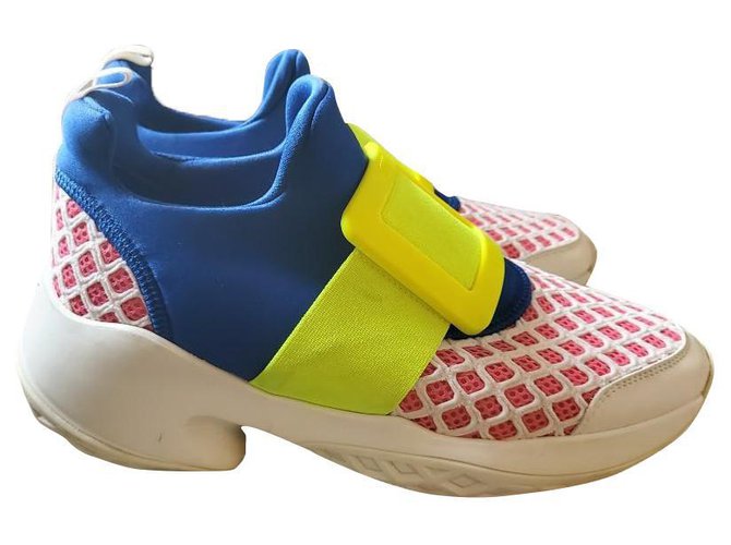 roger vivier sneakers Red Blue Yellow Cotton Cloth  ref.323428