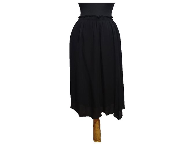 Falda de seda negra Pomandère Talla 38 Negro
