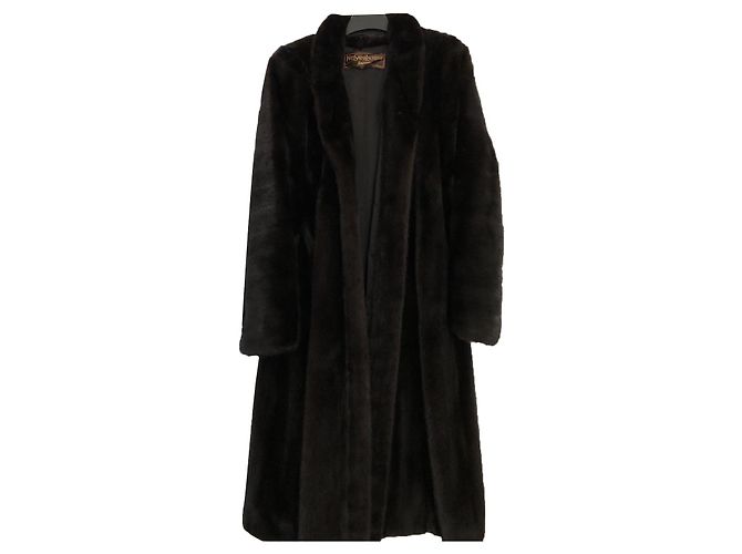 Yves Saint Laurent Mink Coat Black Hazelnut 