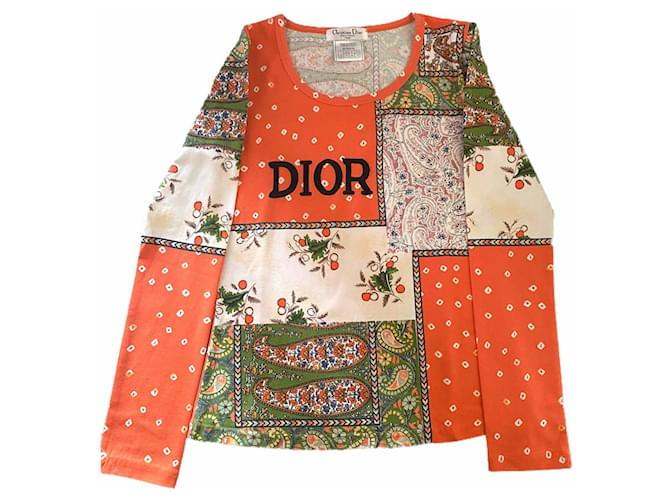 Camiseta con estampado Dior Paisley Multicolor Algodón  ref.323491