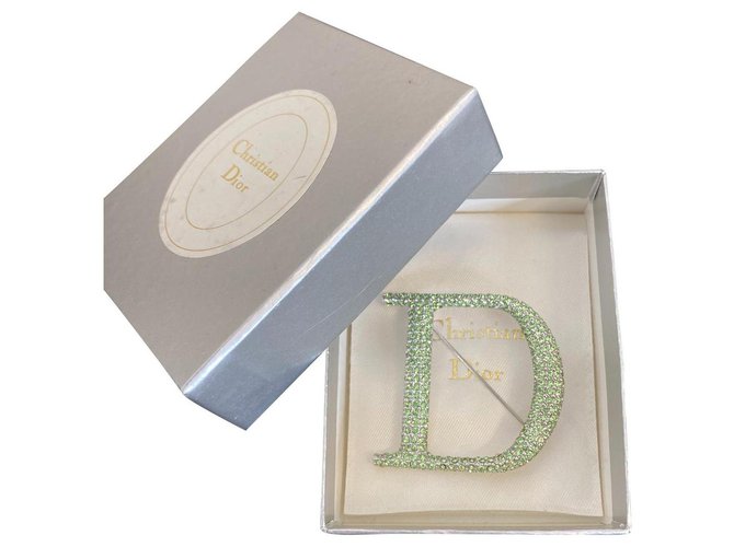 Stupenda spilla Dior con pavé di strass Argento Metallo  ref.323511