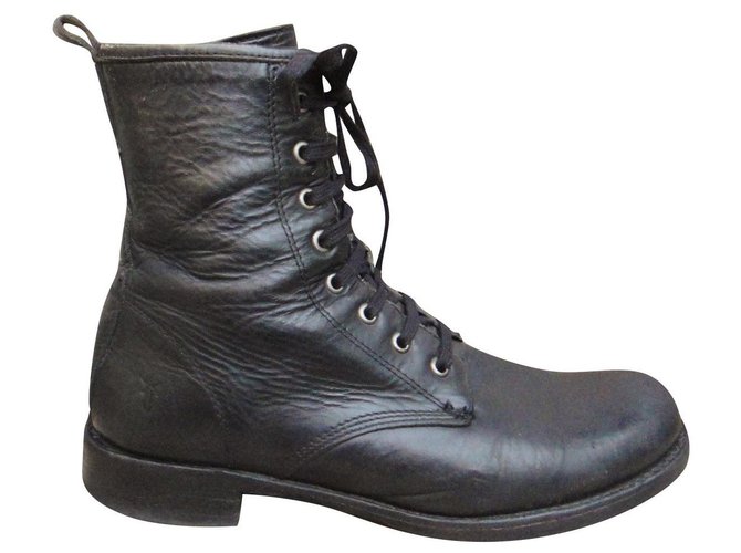 boots Frye modèle Veronica Combat p 40,5 Cuir Noir  ref.323546