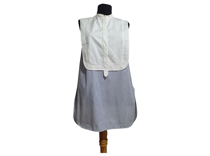 Canotta Vanessa Bruno a righe blu e bianca in cotone Bianco