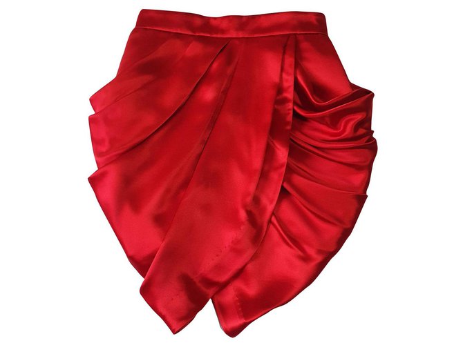 Balmain pour H&M Skirts Red Silk  ref.323663