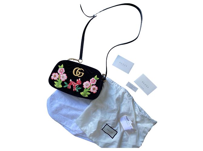 Gucci Marmont piccolo velluto "Bambi" Nero Rosa Verde Arancione